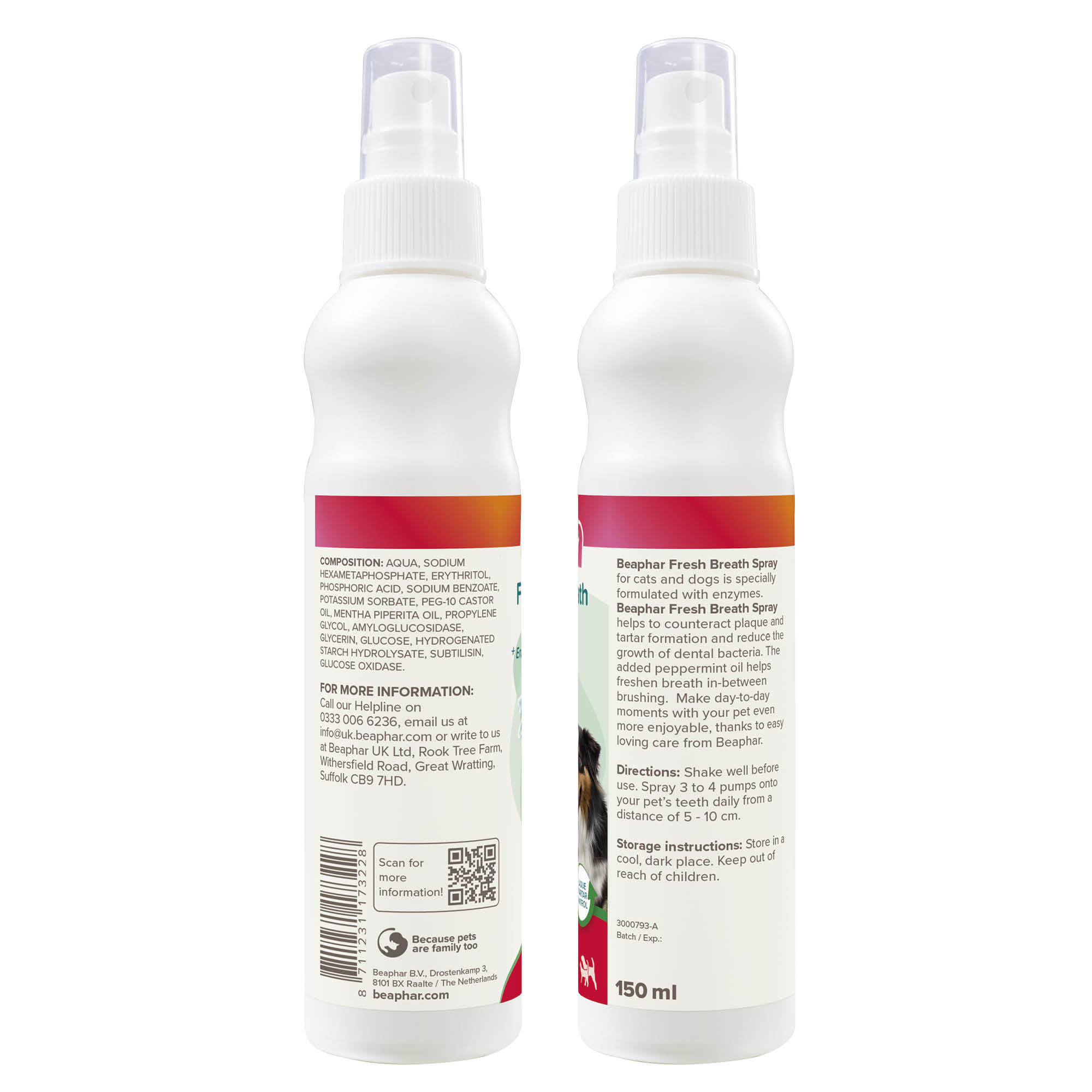 Beaphar Fresh Breath Anti-Plaque Mouth Spray for Dogs and Cats, 150ml
