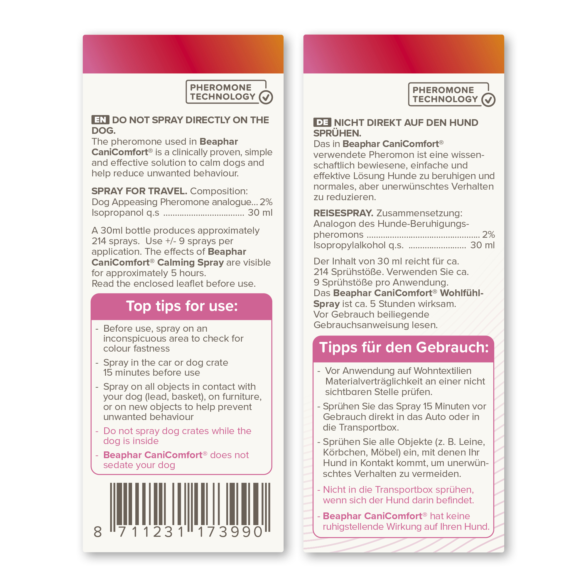 Beaphar CaniComfort® Pheromone Calming Spray for Dogs, 30ml