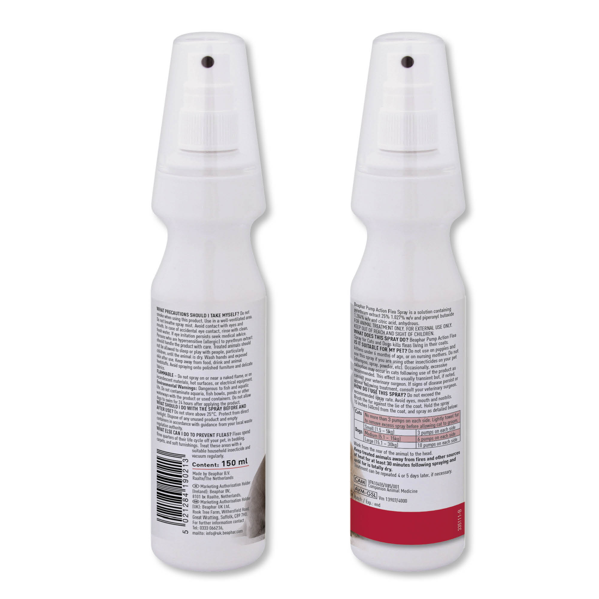 Beaphar Pump Action Flea Spray for Cats and Dogs, 150ml