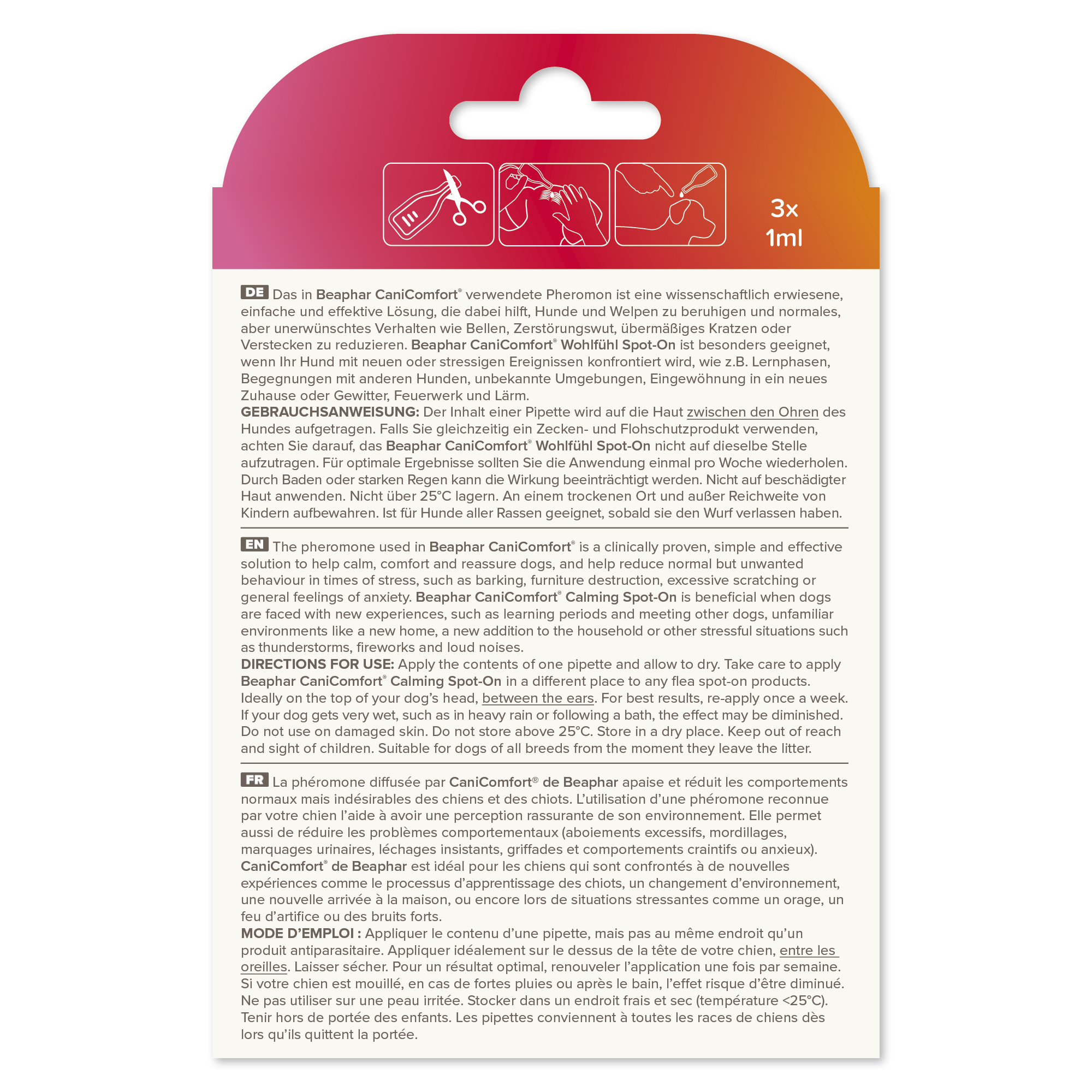 Beaphar CaniComfort® Pheromone Calming Spot-On for Dogs, 3 pipettes