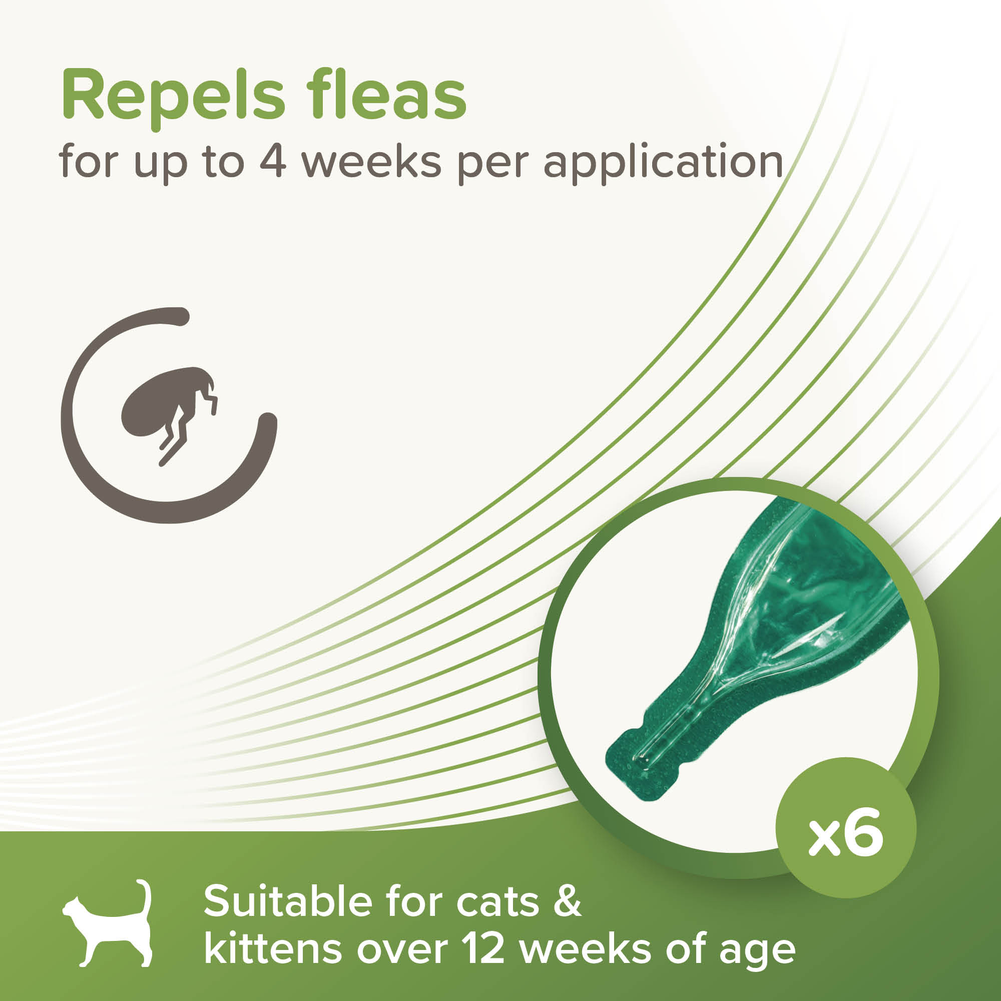 Beaphar VETOpure Plant-Based Flea Repellent Spot-On for Cats, 6 pipettes