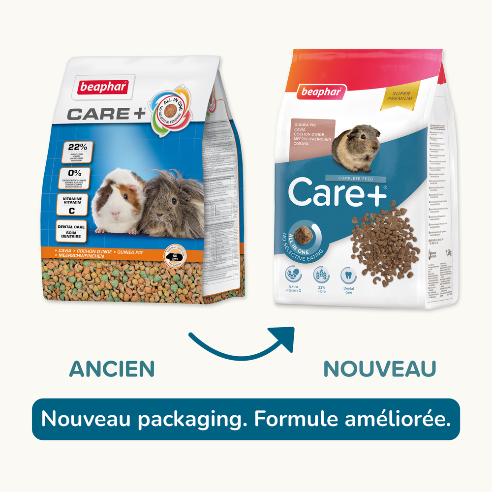 Care +, Alimentation extrudée super premium, Cochon d’Inde - 1.5 kg