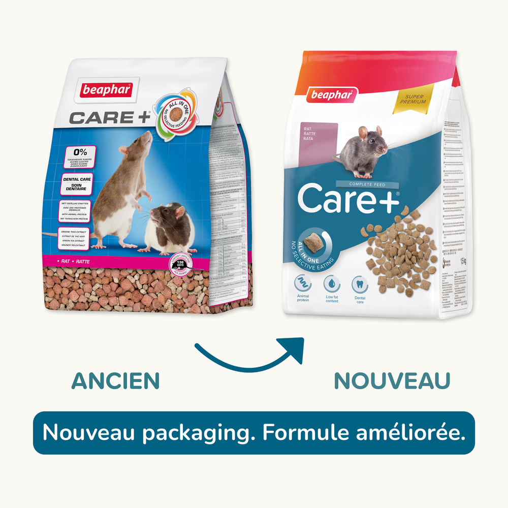 Care +, Alimentation extrudée super premium, Rat - 1.5 kg