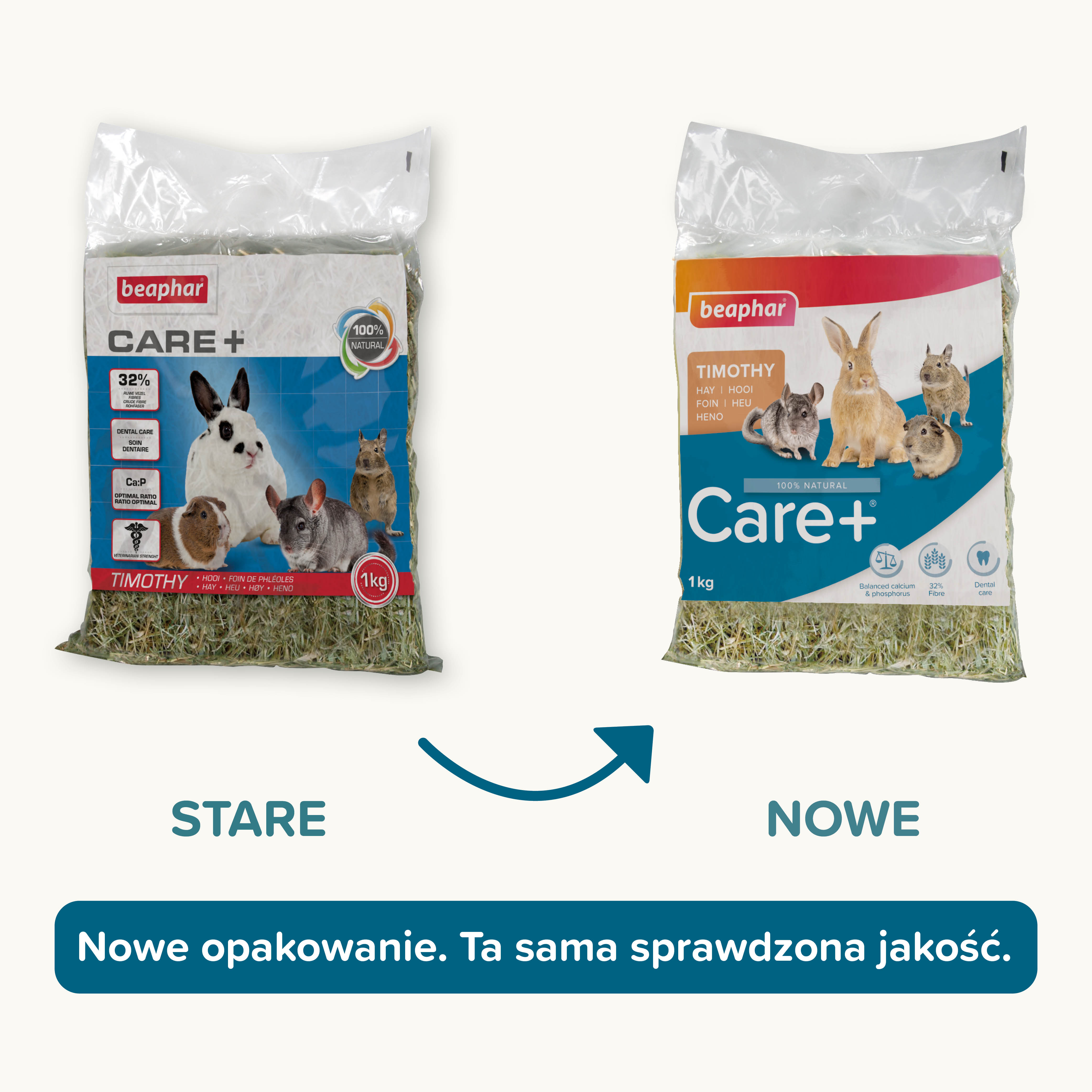 Care+® Széna nyulaknak és rágcsálóknak, 1kg