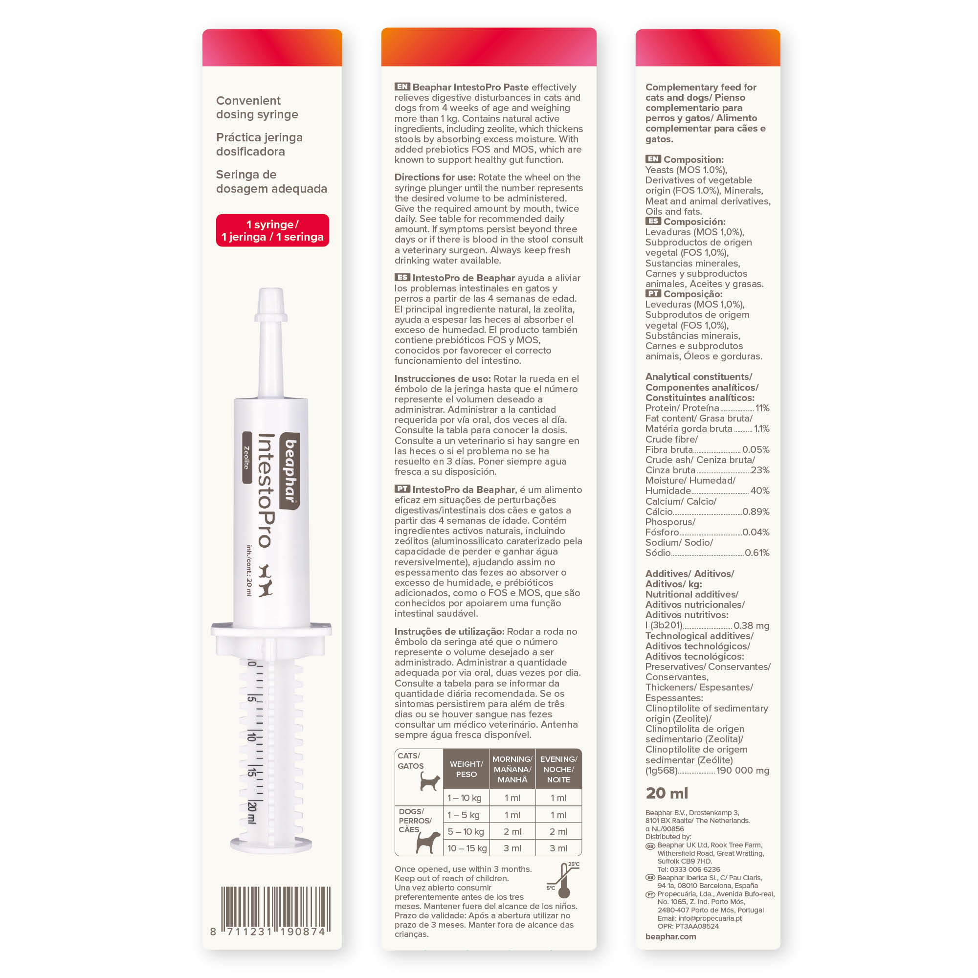 Beaphar IntestoPro Prebiotic Stool Firming Paste for Cats & Small Dogs (1-15kg), 1 x 20ml