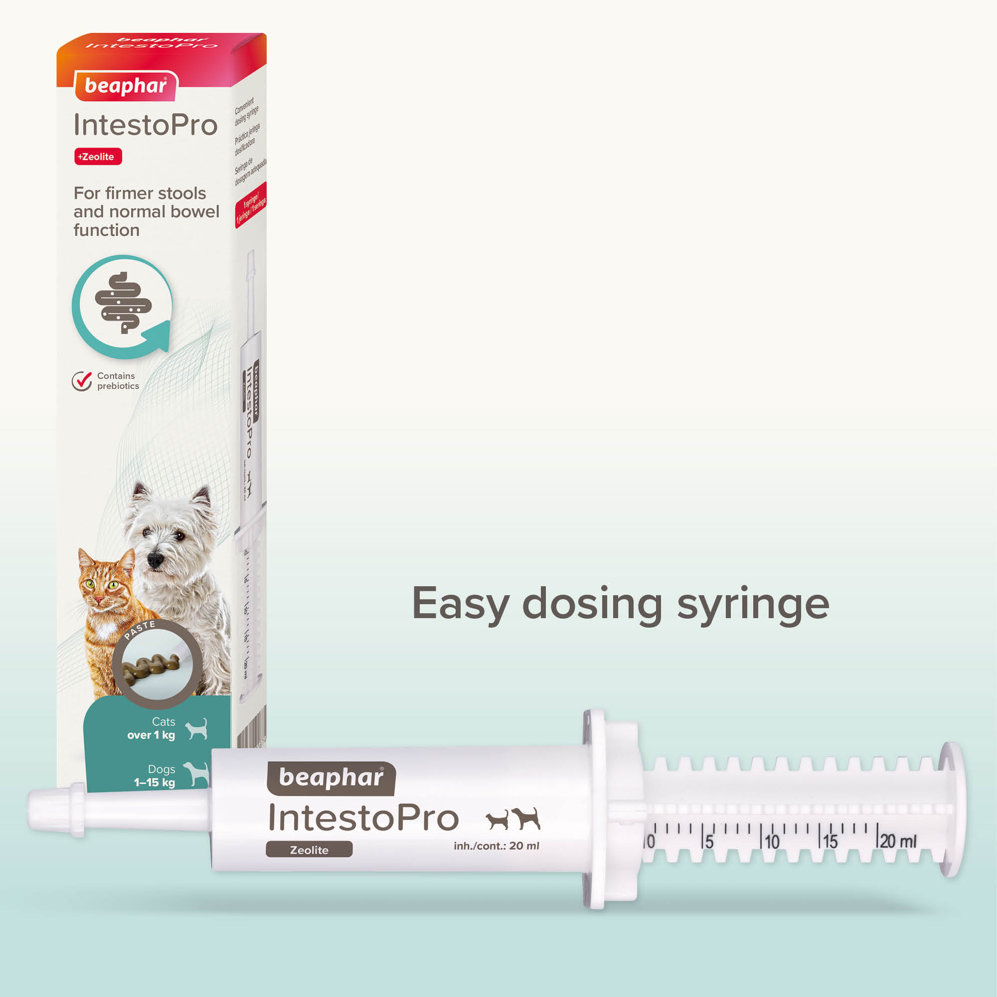 Beaphar IntestoPro Prebiotic Stool Firming Paste for Cats & Small Dogs (1-15kg), 1 x 20ml