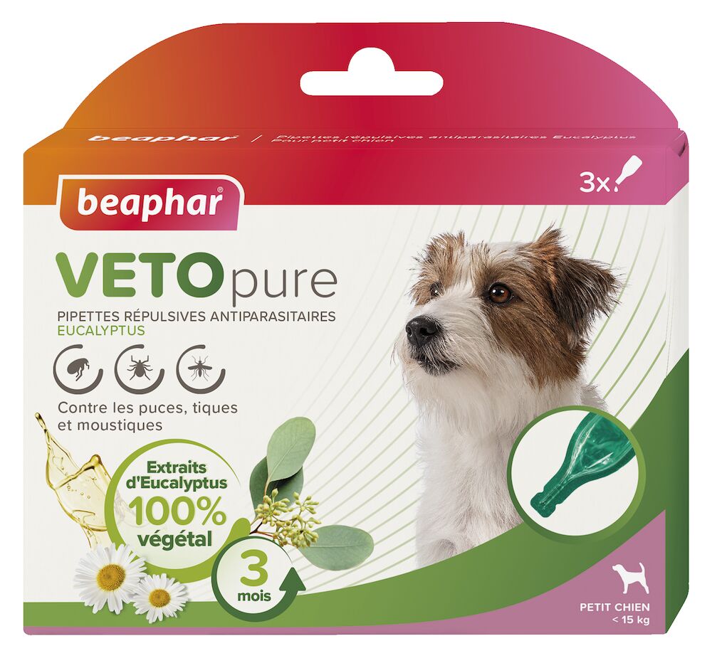 VETOpure, pipettes répulsives antiparasitaires à l'Eucalyptus pour chien