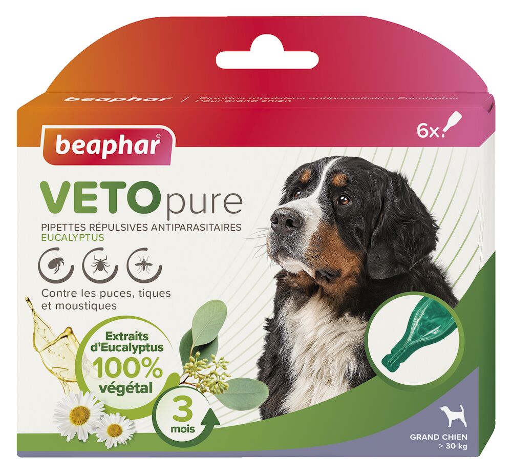 VETOpure, pipettes répulsives antiparasitaires à l'Eucalyptus pour chien