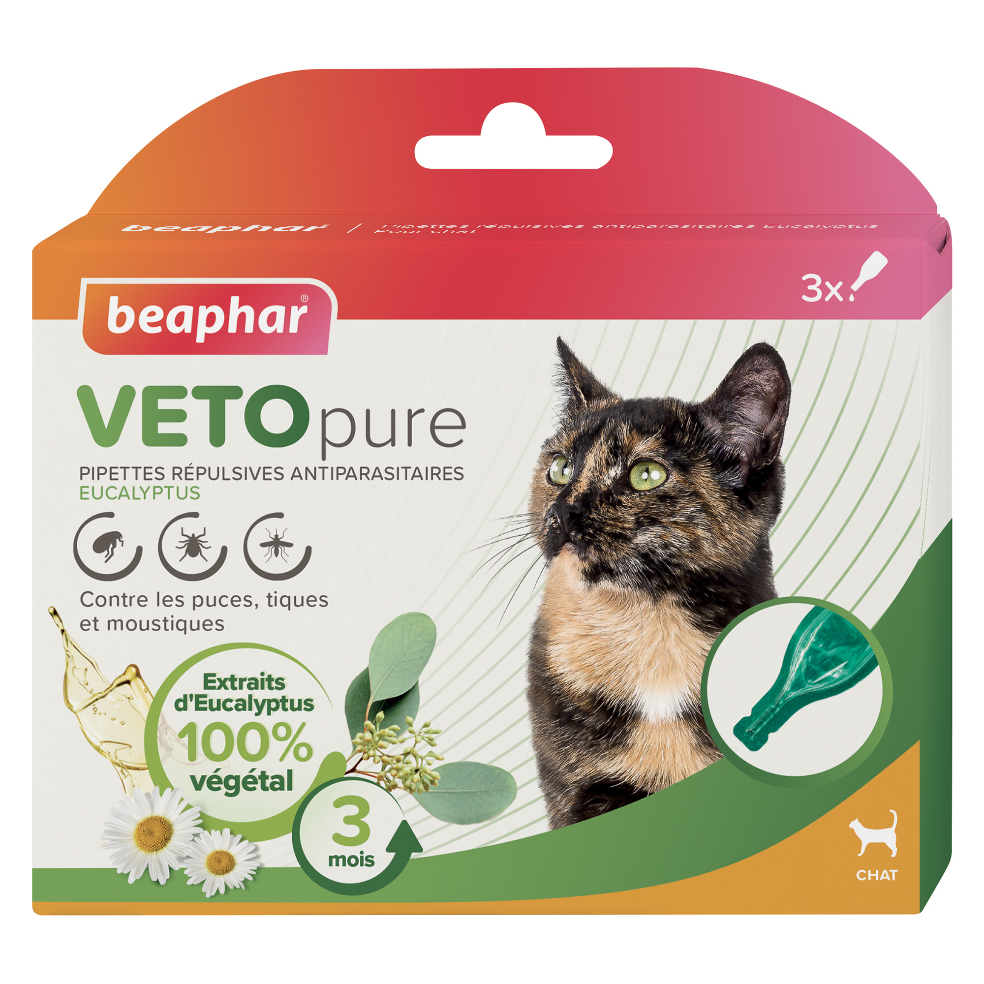 Pipettes répulsives antiparasitaires à l'Eucalyptus pour chat