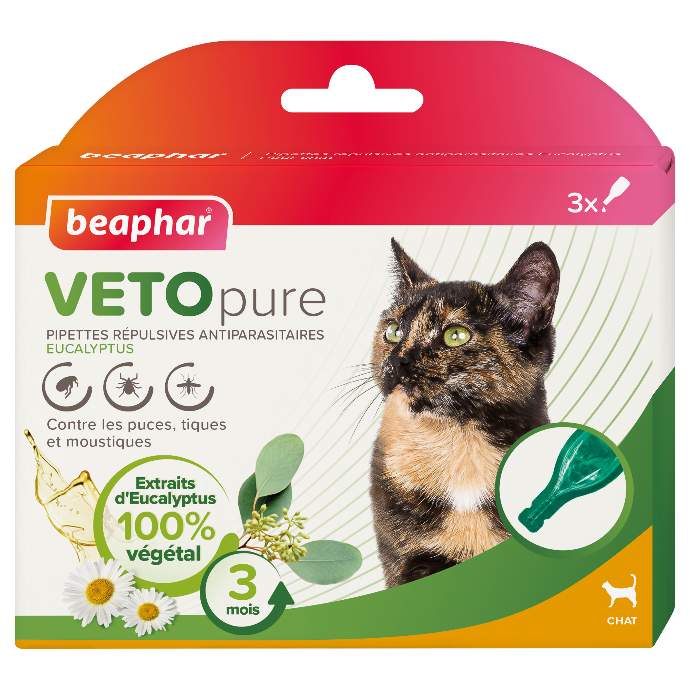 VETOpure, Pipettes répulsives antiparasitaires à l'Eucalyptus pour chat x 3