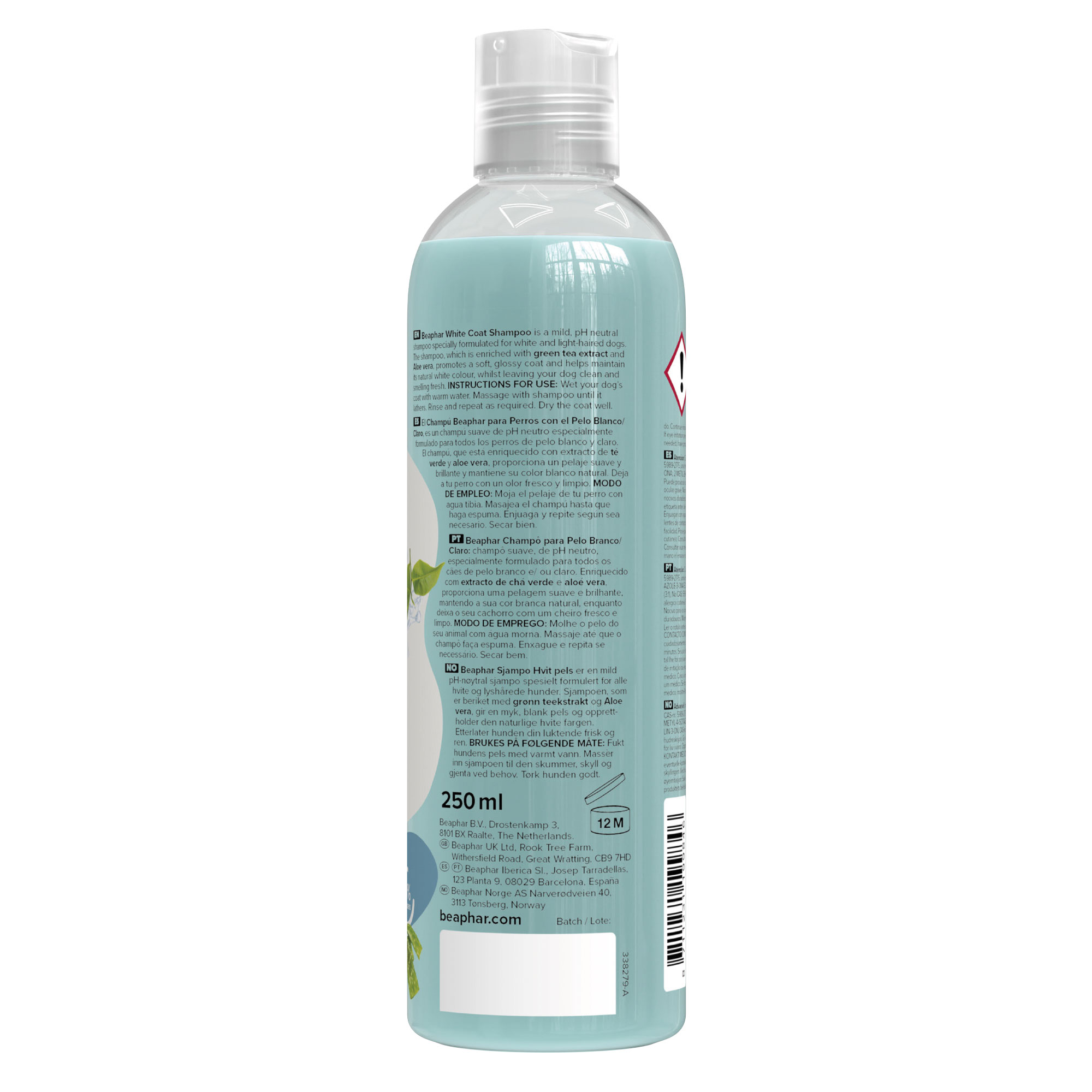 Beaphar White Coat Shampoo for Dogs with Green Tea Extract & Aloe vera - 250ml