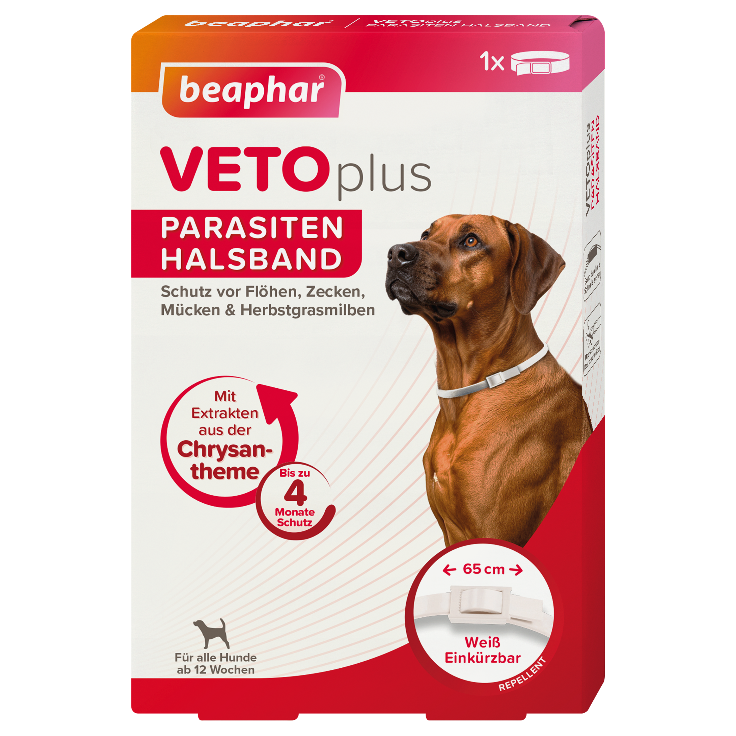 VETOplus Parasiten Halsband Weiß 65cm, Hund