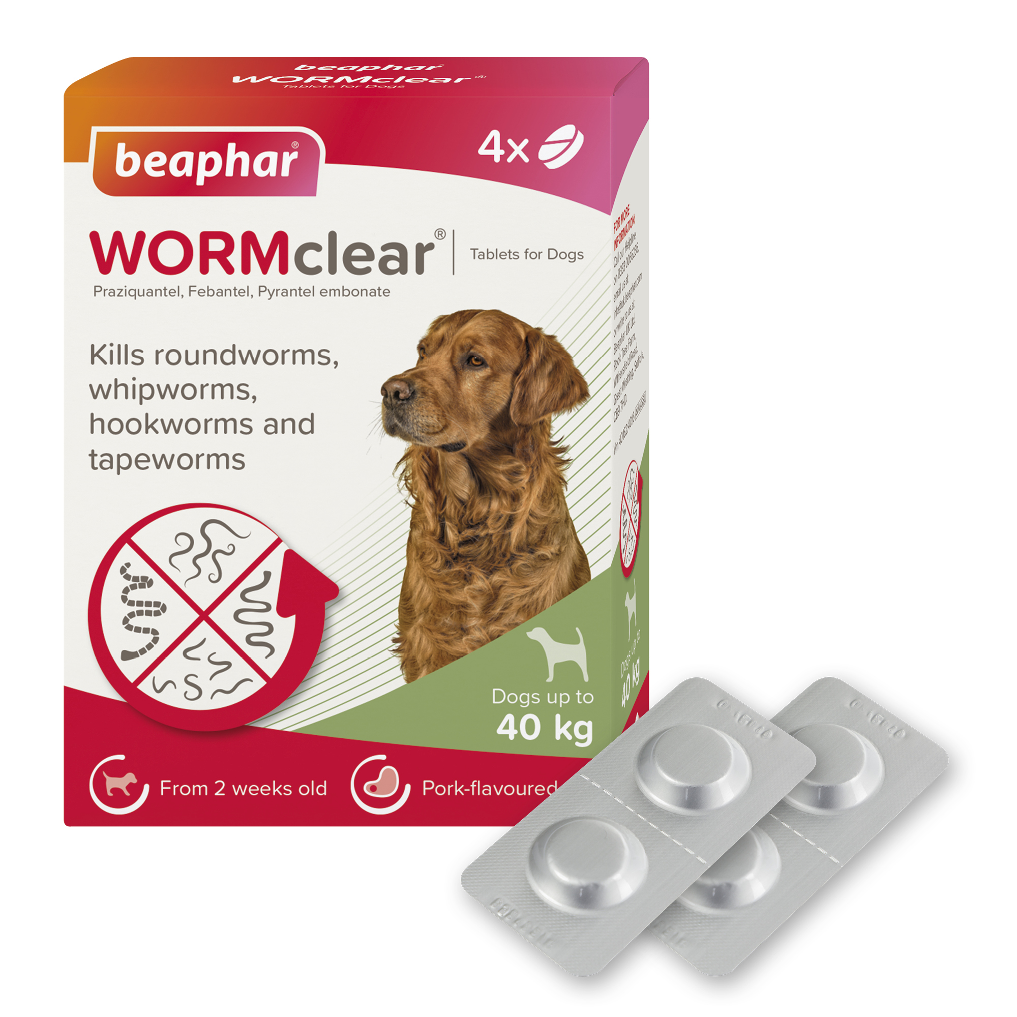 Beaphar WORMclear® Worming Tablets for Dogs (up to 40kg) – 4 Tablets