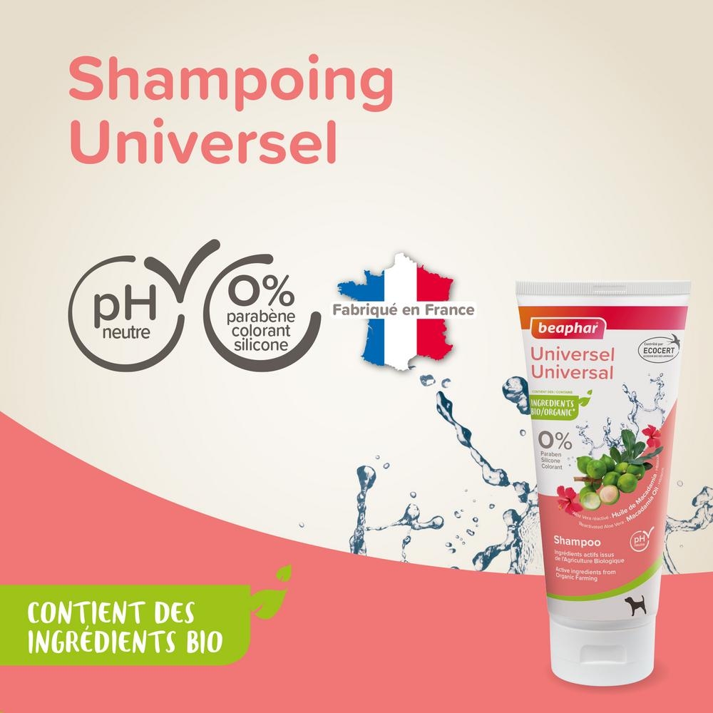 Shampoing Universel tous pelages labellisé ECOCERT pour chien - 200 ml