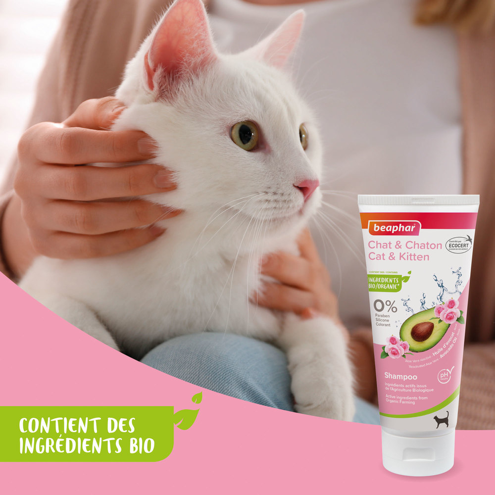 Shampoing labellisé ECOCERT pour chat et chaton - 200 ml