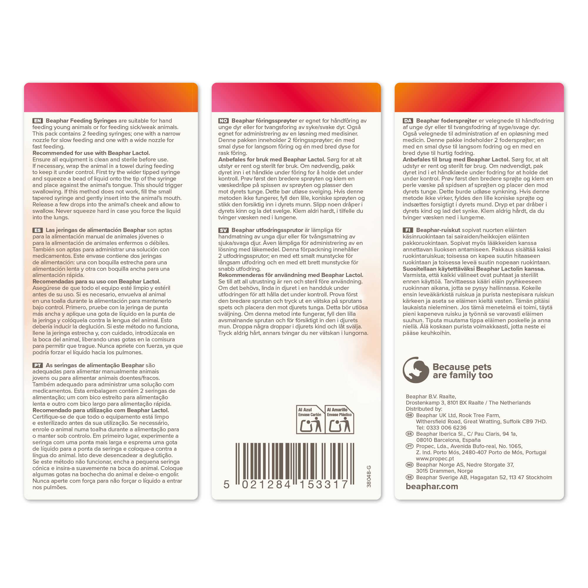 Lactol Milk Replacer Feeding Syringes for Kittens, Puppies & Small Animals, 2 syringes