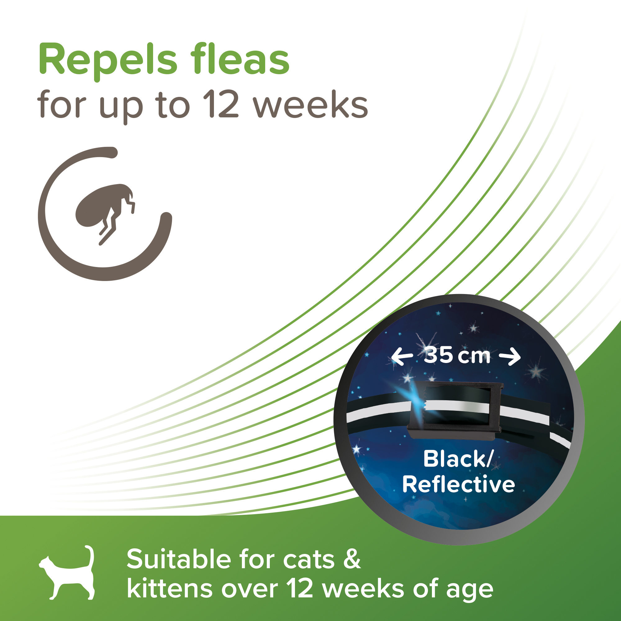 Beaphar VETOpure Plant-Based Protection Flea Reflective Collar for Cats | 35cm
