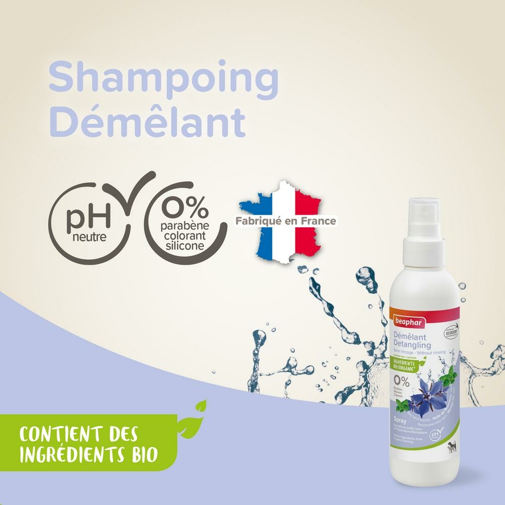 Spray démêlant labellisé ECOCERT pour chien et chat