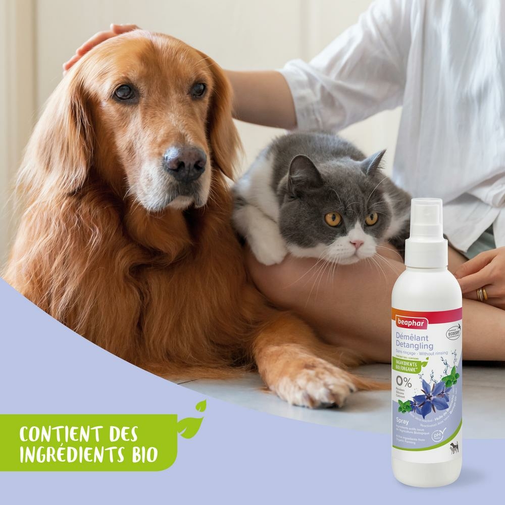 Spray démêlant labellisé ECOCERT pour chien et chat