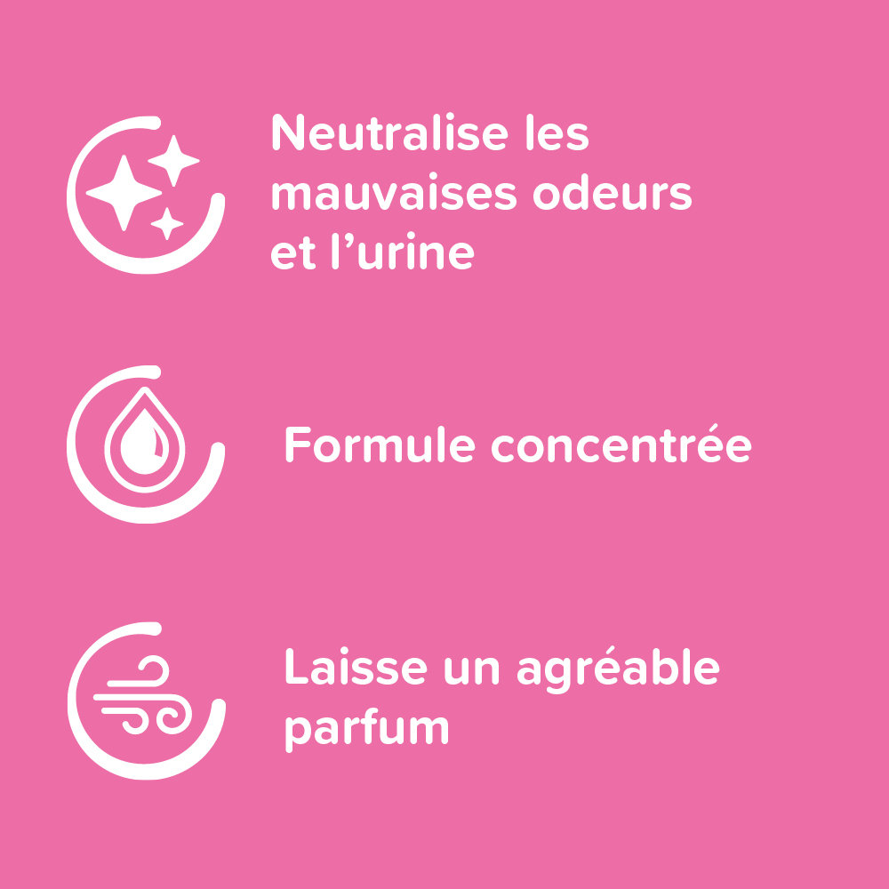 Absorbeur d’odeurs, granulés pour litière, Parfum floral