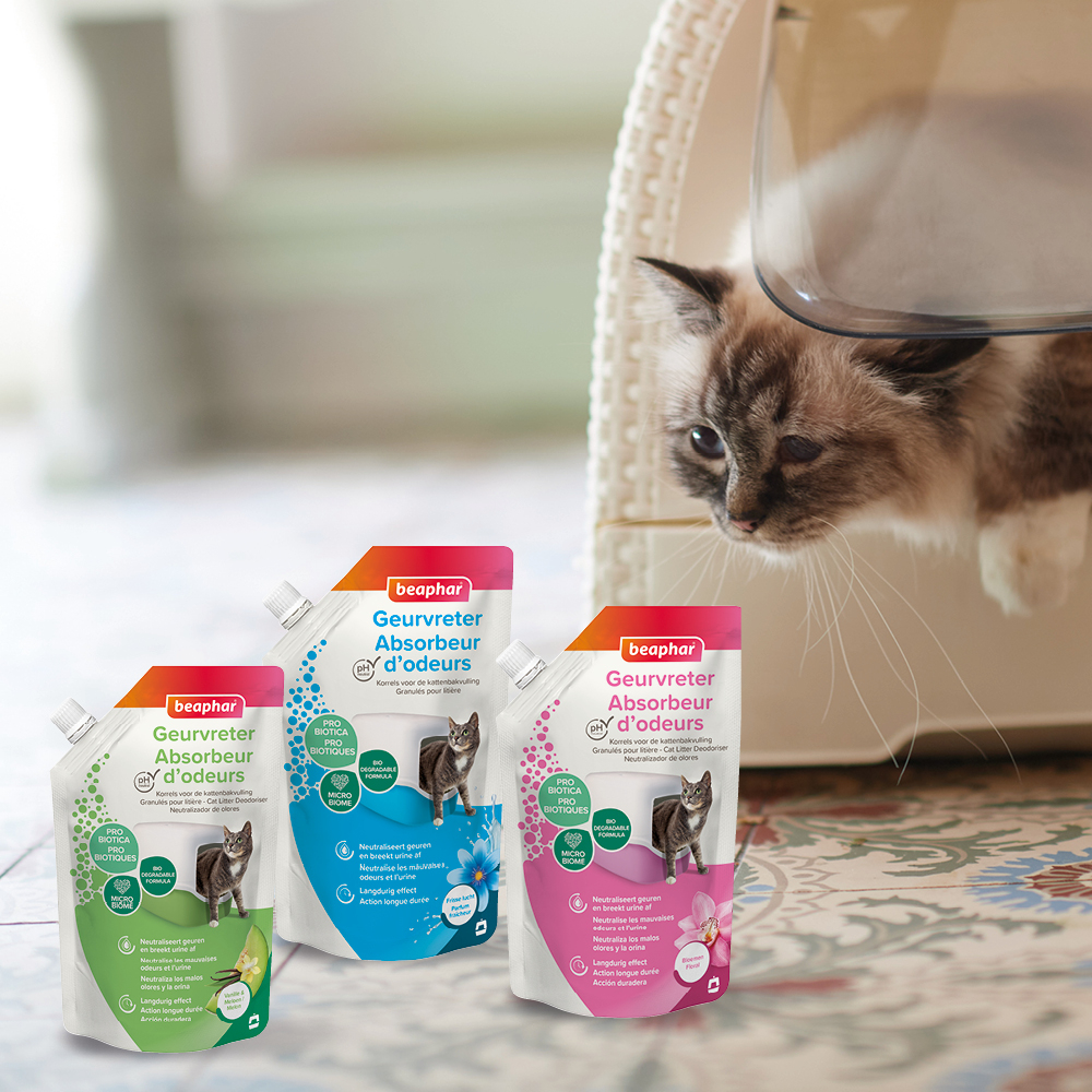 Absorbeur d’odeurs, granulés pour litière, Parfum floral