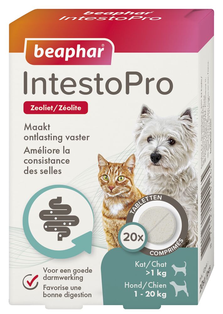 IntestoPro, comprimés pour améliorer la consistance des selles
pour chats et petits chiens (1 – 20 kg)