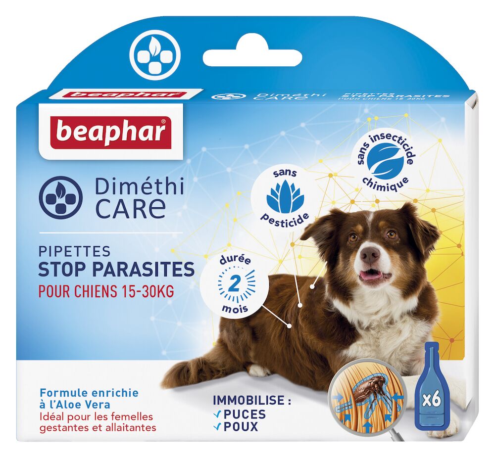 DIMETHICARE pipettes stop parasites, Chien de taille moyenne (15-30 kg)