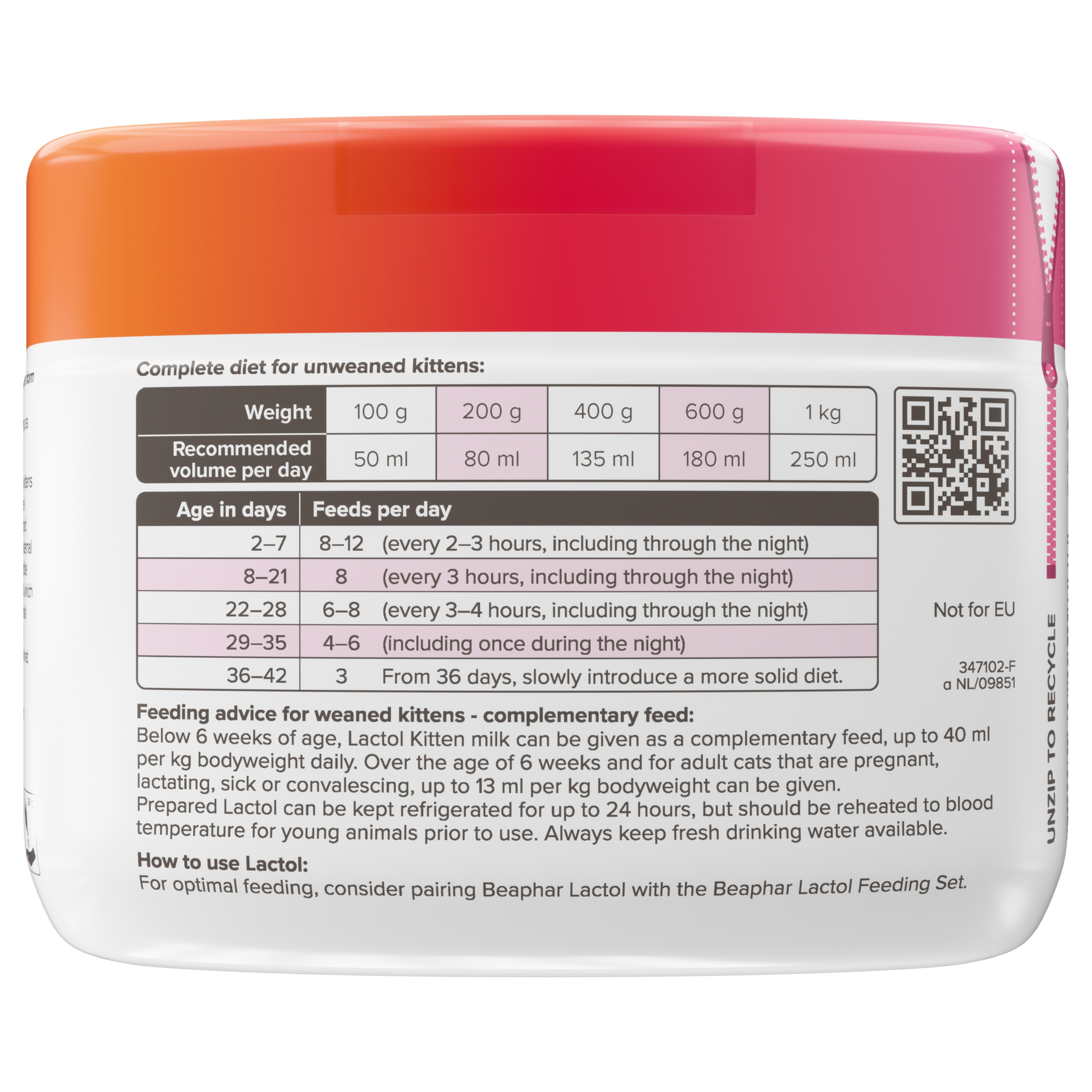Beaphar Lactol Milk Replacer for Kittens 250g