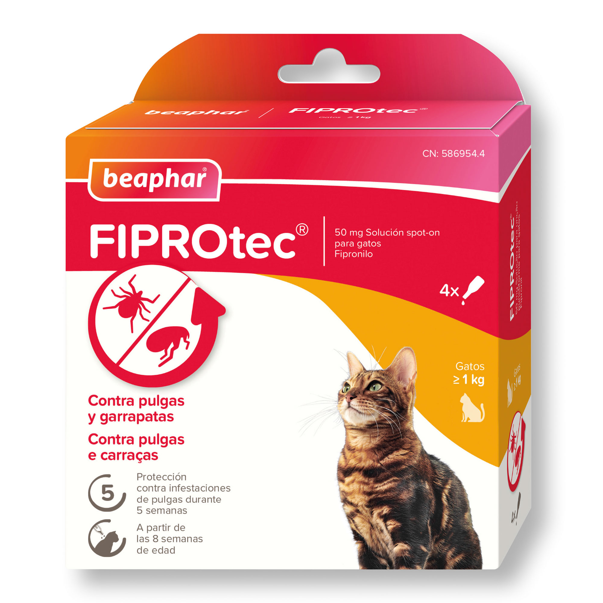 Beaphar FIPROtec® Pipeta Antiparasitaria Gatos - 4 Pipetas