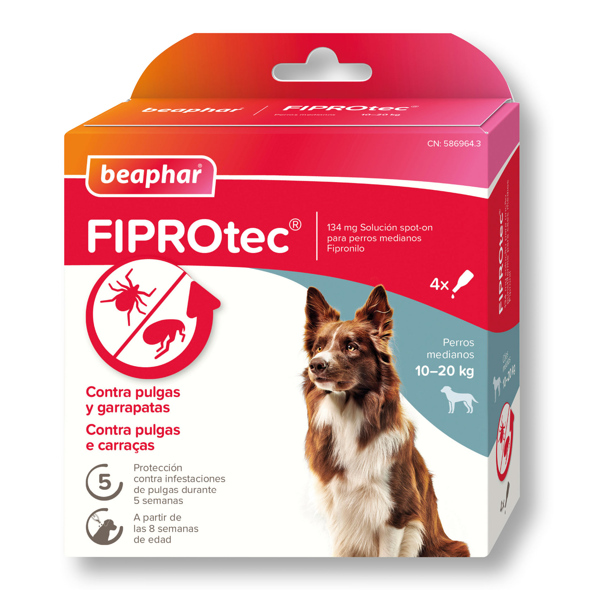 Beaphar FIPROtec® Pipeta Antiparasitaria Perro Mediano (10-20kg) - 4 Pipetas