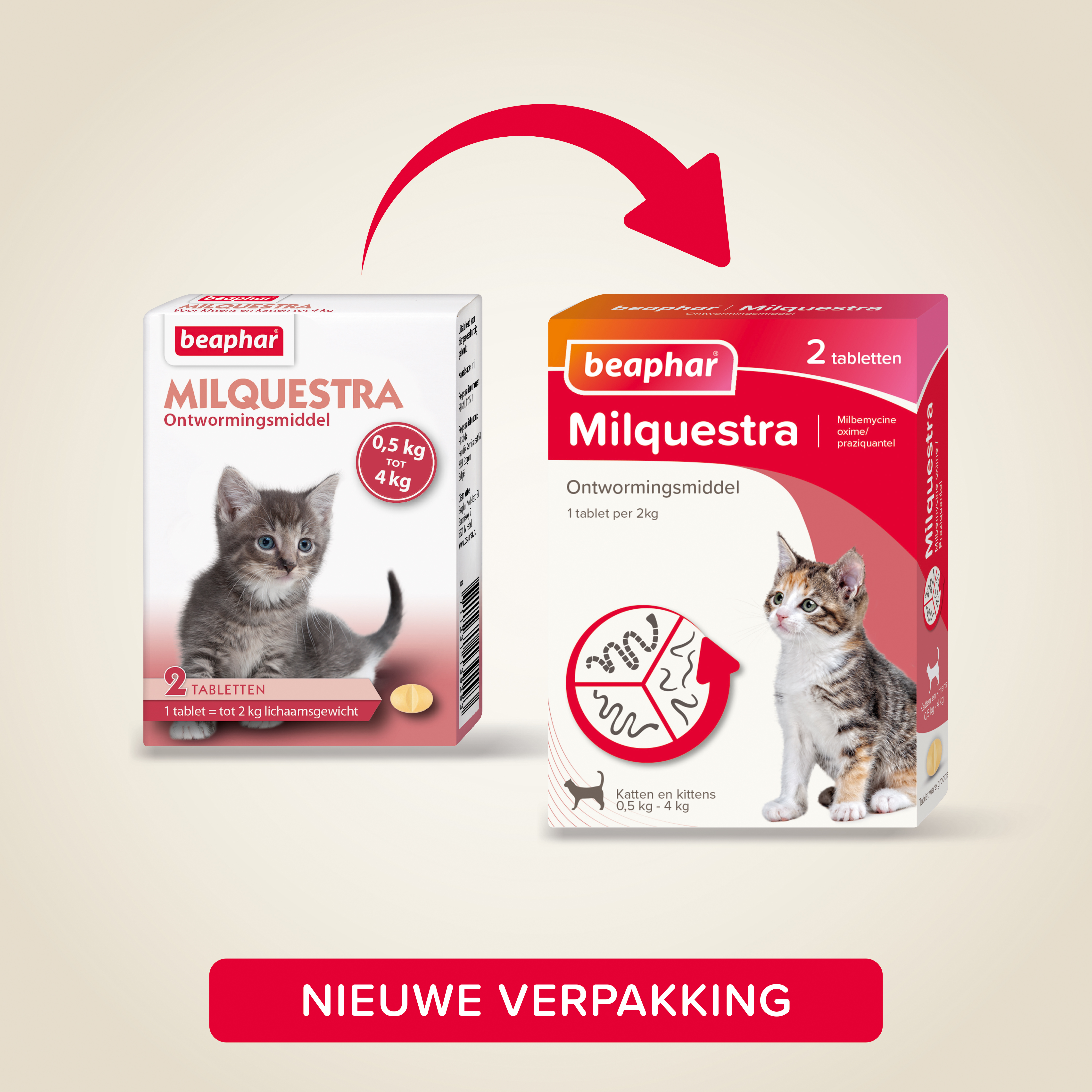 Beaphar Milquestra ontwormingsmiddel kleine kat/kitten 2 tabletten