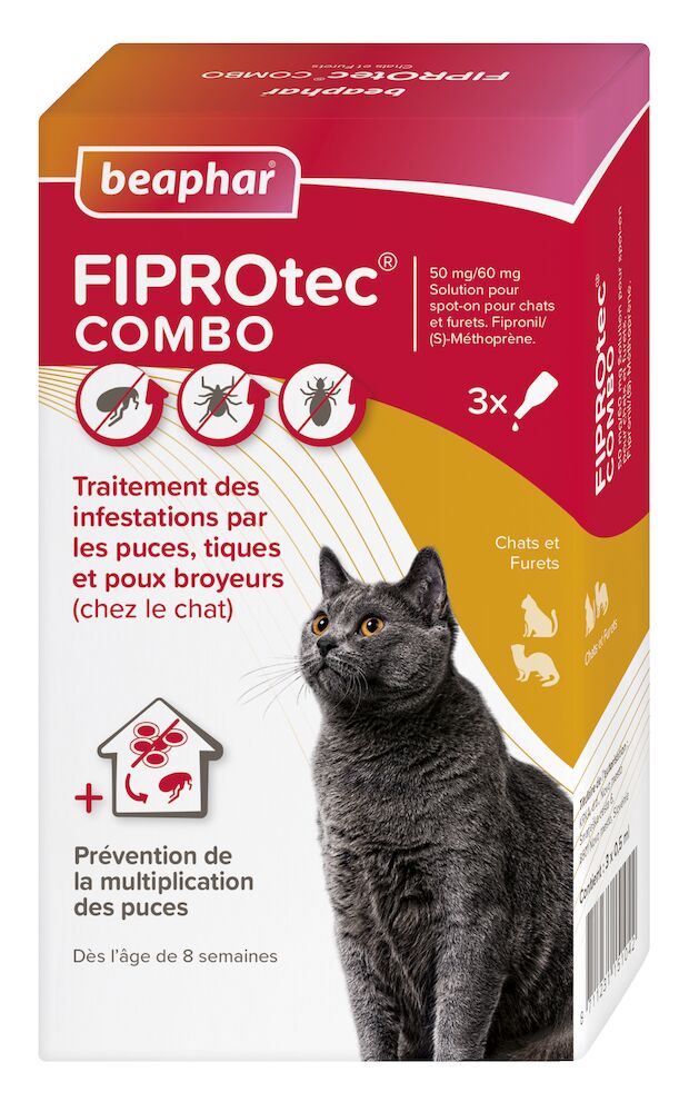 FIPROtec COMBO 50 mg / 60 mg, Solution pour spot-on pour chats et furets