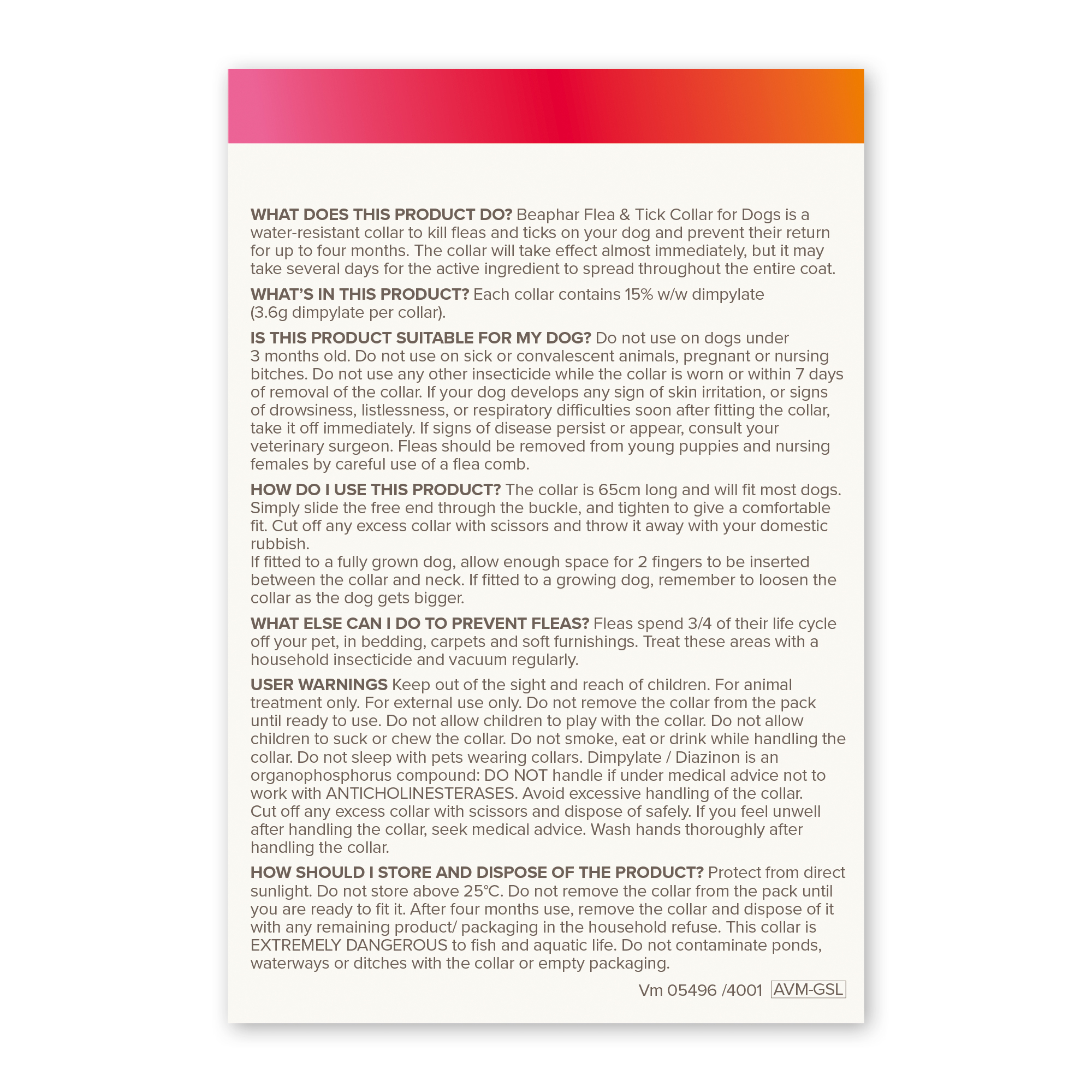 Beaphar Flea & Tick Collar for Dogs Brown 65cm Beaphar