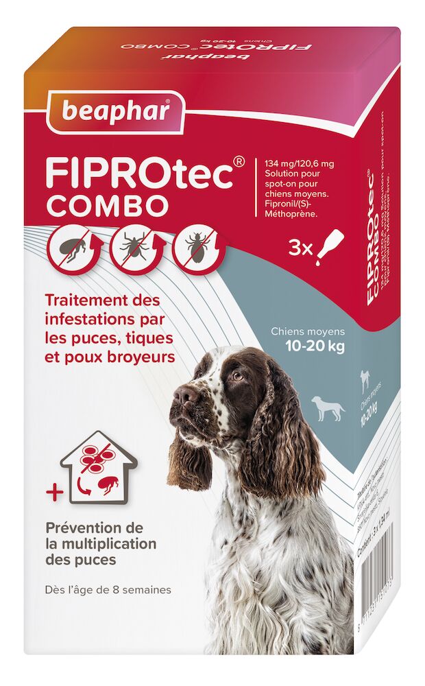 FIPROtec COMBO 134 mg / 120,6 mg, Solution pour spot-on pour chiens moyens