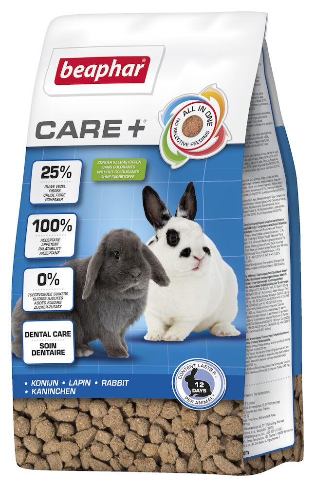 Kompletní krmivo CARE+® pro všechna plemena králíků od věku10ti měsíců