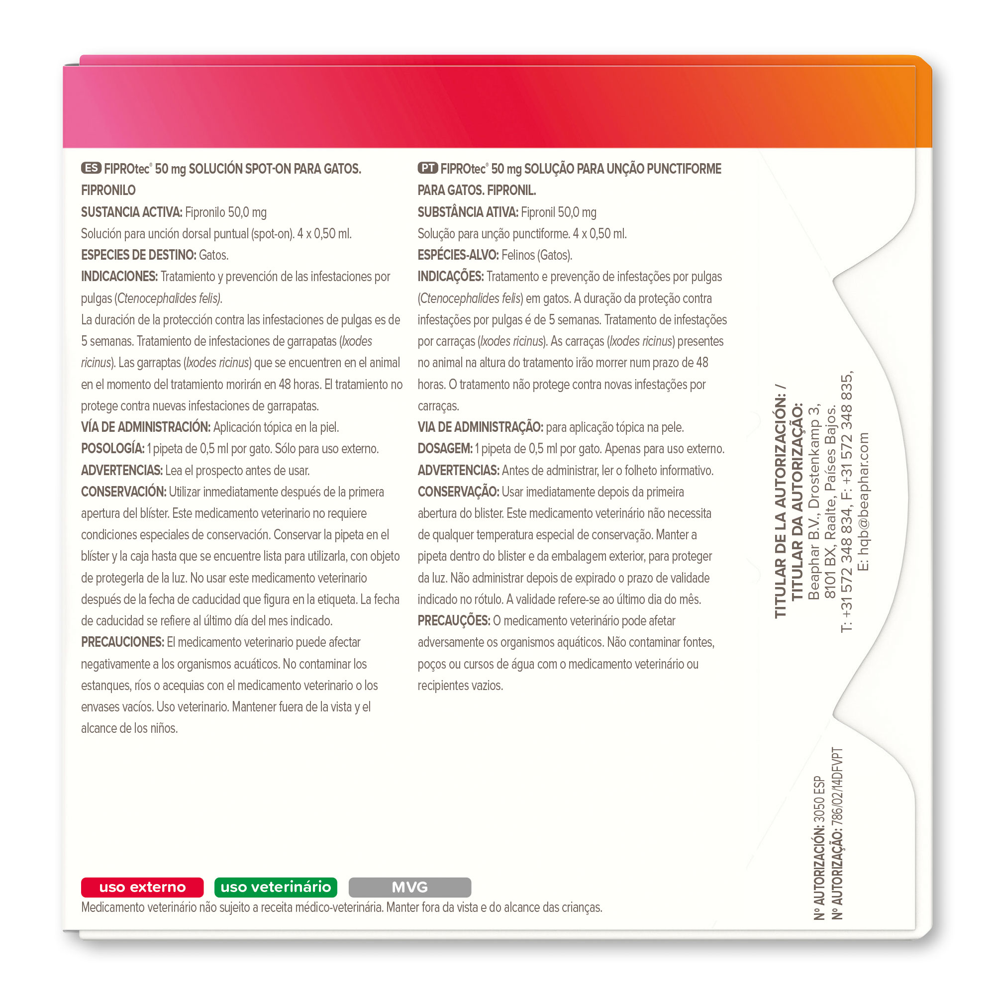 Beaphar FIPROtec® Pipeta Antiparasitaria Gatos - 4 Pipetas