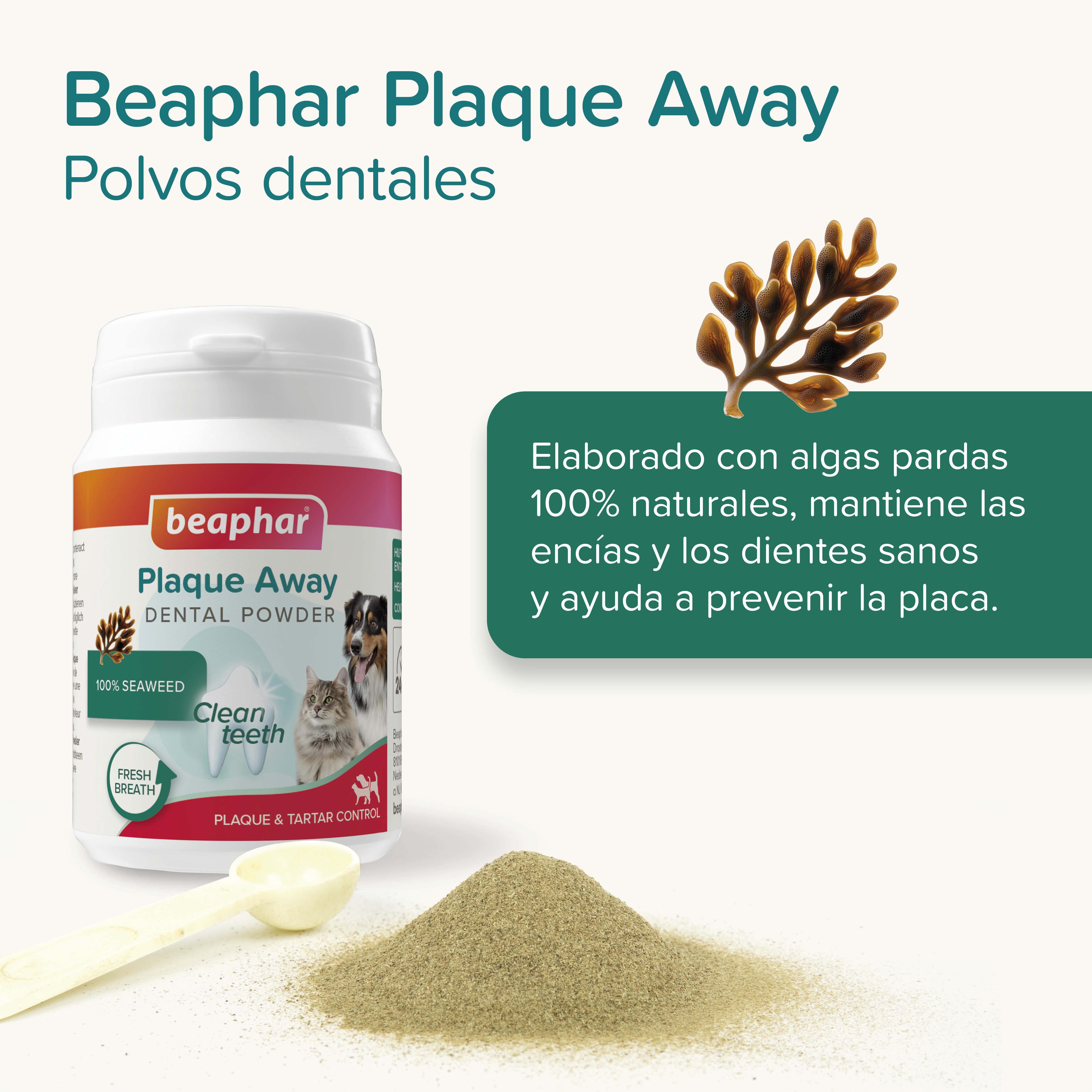 Beaphar Plaque Away Polvos Dentales Perros y Gatos - 80g