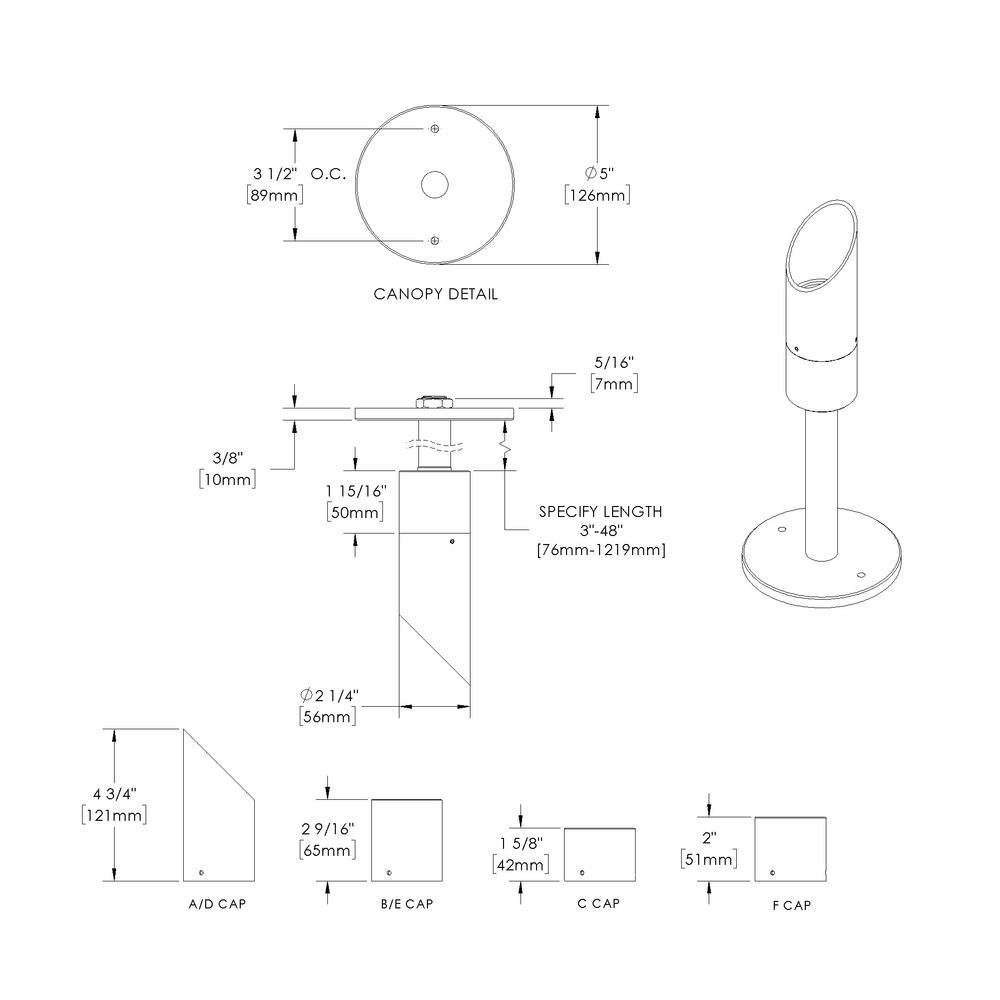 NITE STAR - Ceiling Mount - Low Voltage - LED High-Power - Stem Mount