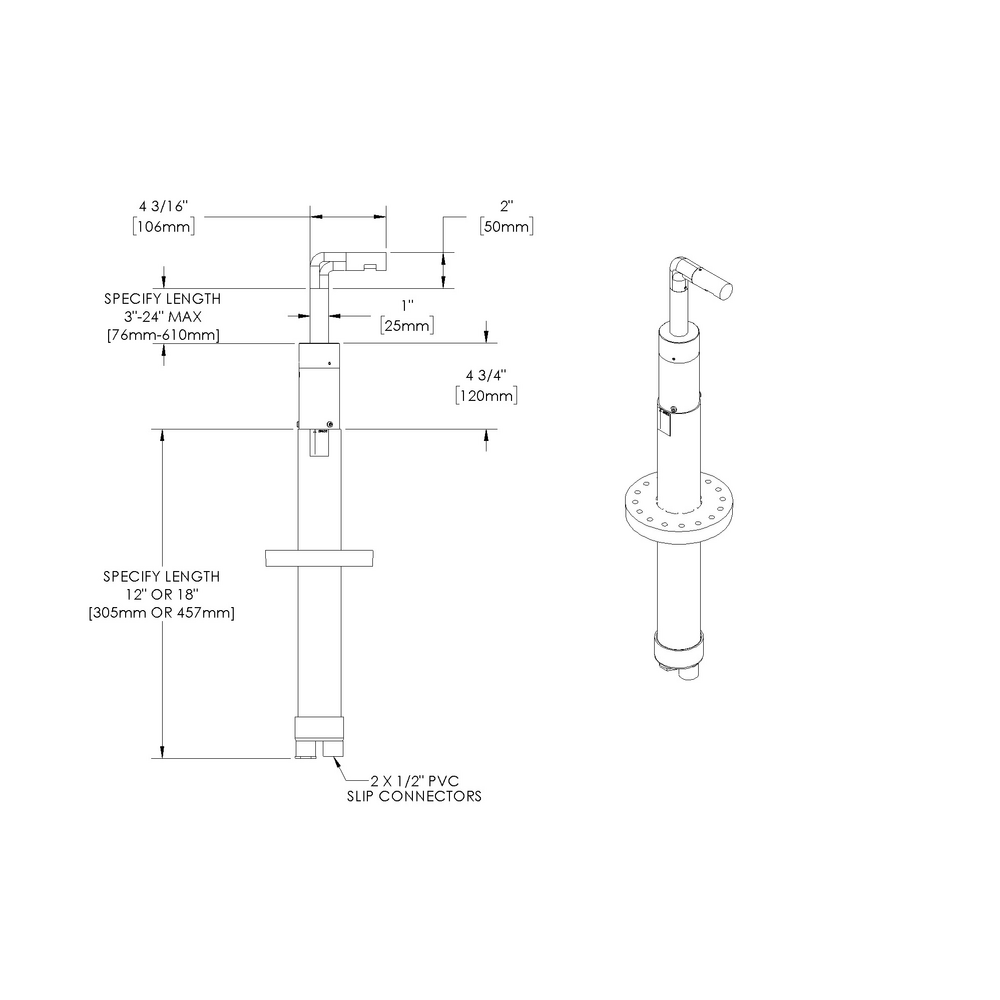 LITESTICK - Bollard - Line Voltage Via Transformer - LED High-Power - Round - L - Power Pipe PP1 - 18