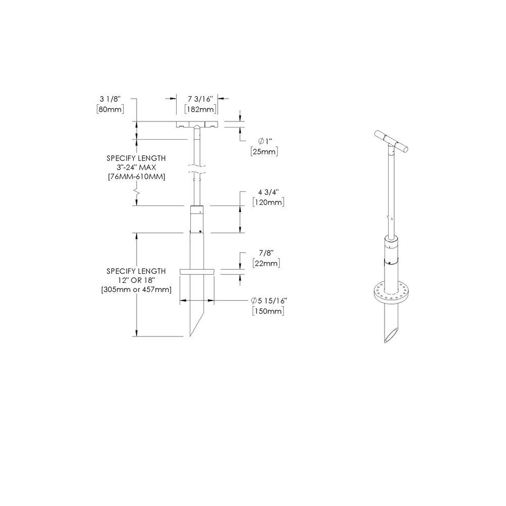 LITESTICK - Bollard - Line Voltage Via Transformer - LED High-Power - Round - T - Power Pipe PP1 - 18