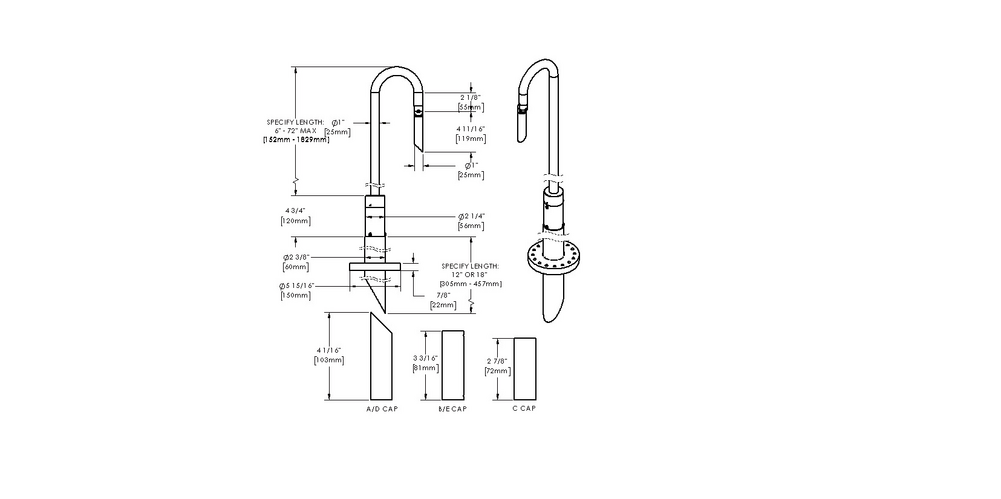 MINI MICRO - Bollard - Line Voltage Via Transformer - LED High-Power - Style B - Single - Asymmetrical Optics