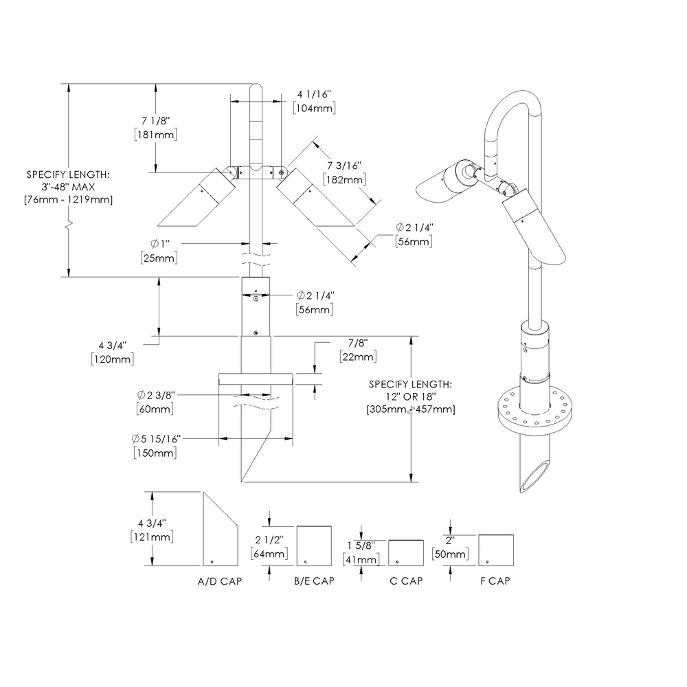 NITE STAR - Bollard - Line Voltage Via Transformer - LED High-Power - Style B - 2 Fixtures