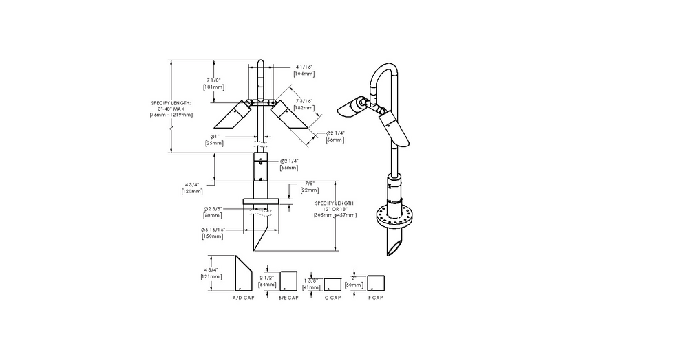 NITE STAR - Bollard - Line Voltage Via Transformer - Lamp MR16 Gu5.3 - Style B - 2 Fixtures