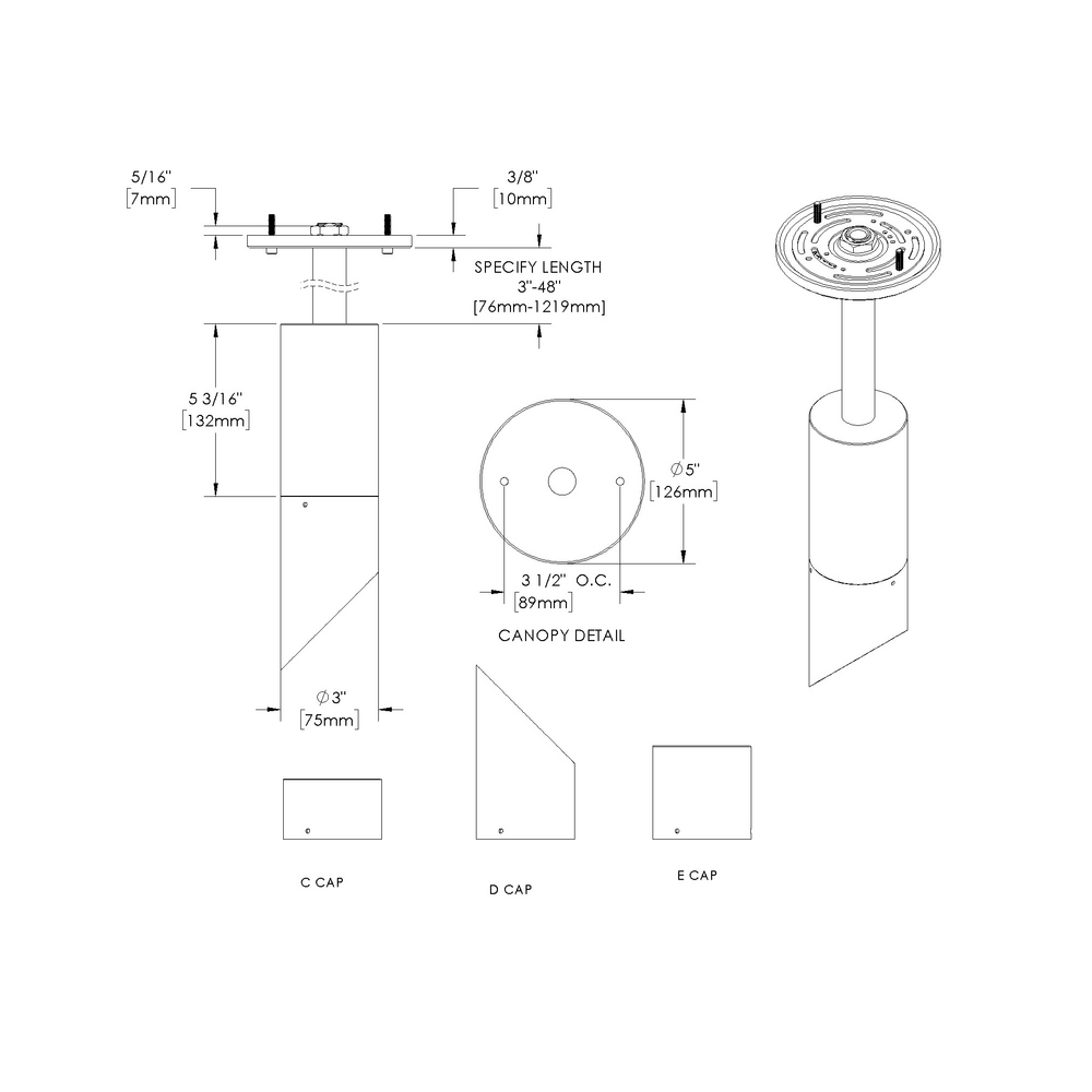 DENALI - Ceiling Mount - Remote Driver - LED COB - Stem Mount