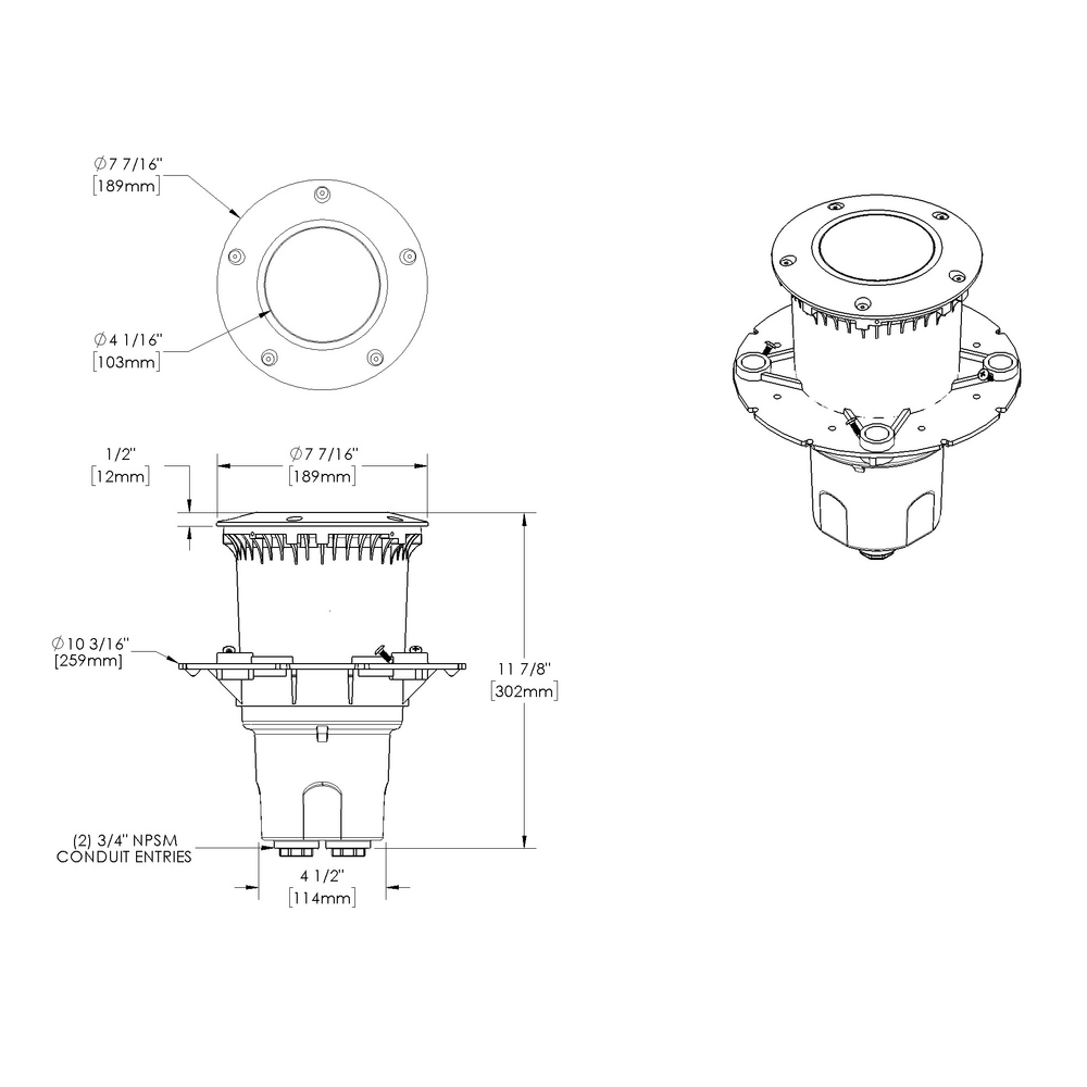 HP2 - In-grade - Line Voltage - LED COB - Deep Housing - Faceplate Surface Mount