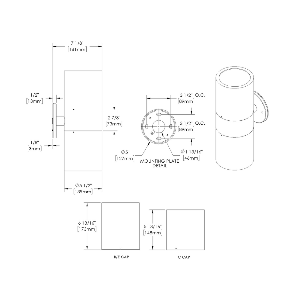 ALPINE - Wall Mount - Remote Driver - LED Color Tuning - Single - Downlight or Uplight