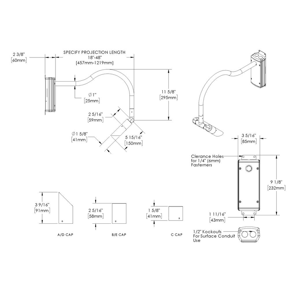 MICRO NITE - Wall Mount - Line Voltage Via Transformer - LED High-Power - Style A - 2 Fixtures - Universal Power Module PM1