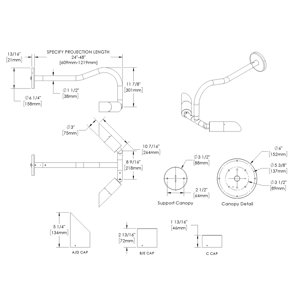 DENALI - Wall Mount - Remote Driver - LED COB - Style A - 2 Fixtures