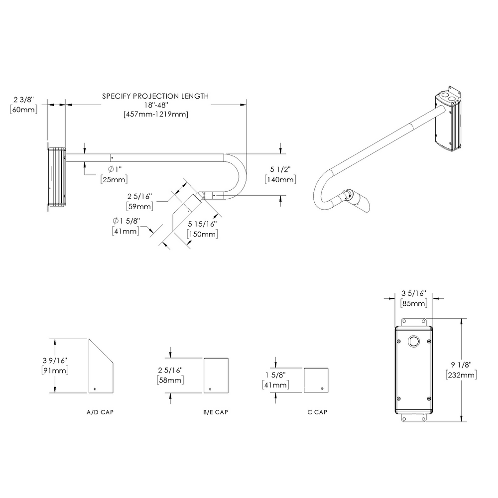 MICRO NITE - Wall Mount - Line Voltage Via Transformer - LED High-Power - Style B - Single - Universal Power Module PM1