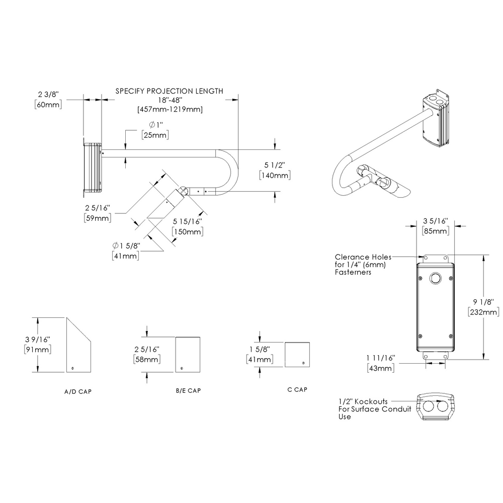 MICRO NITE - Wall Mount - Line Voltage Via Transformer - LED High-Power - Style B - 2 Fixtures - Universal Power Module PM1